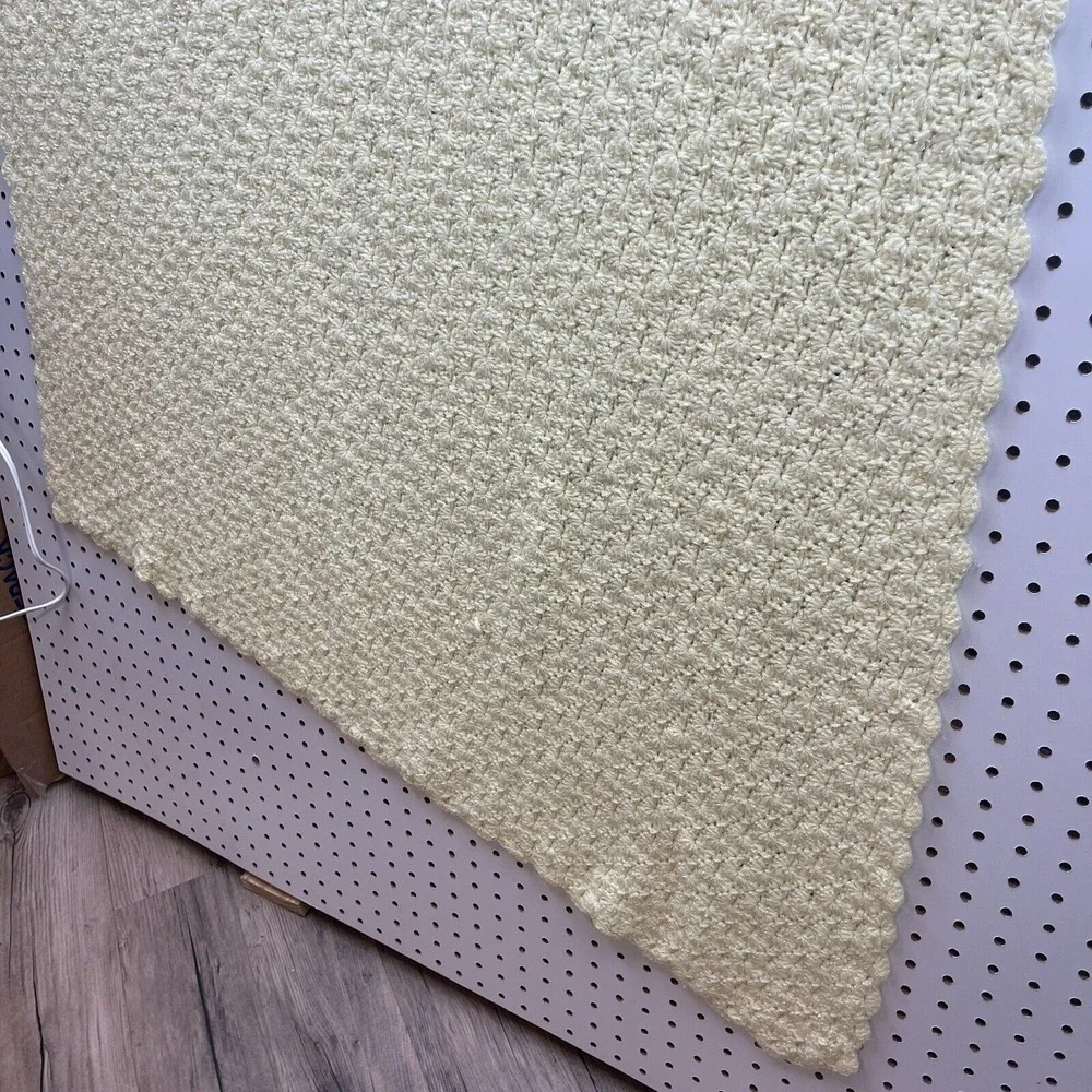 Homemade Crocheted Unisex Baby Blanket Afghan Solid Yellow (asymmetrical)
